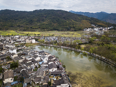 航拍宏村背景图片