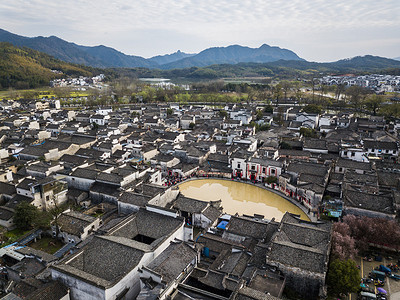 航拍宏村背景图片