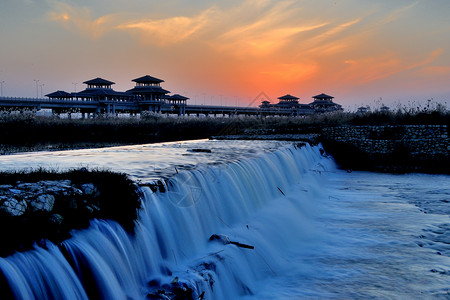 灞渭桥夕阳背景图片