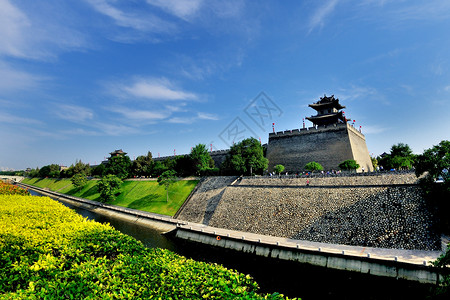 西安护城河西安古城楼背景