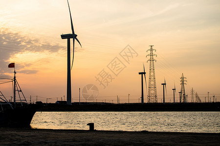 风力发电机国家电网背景高清图片