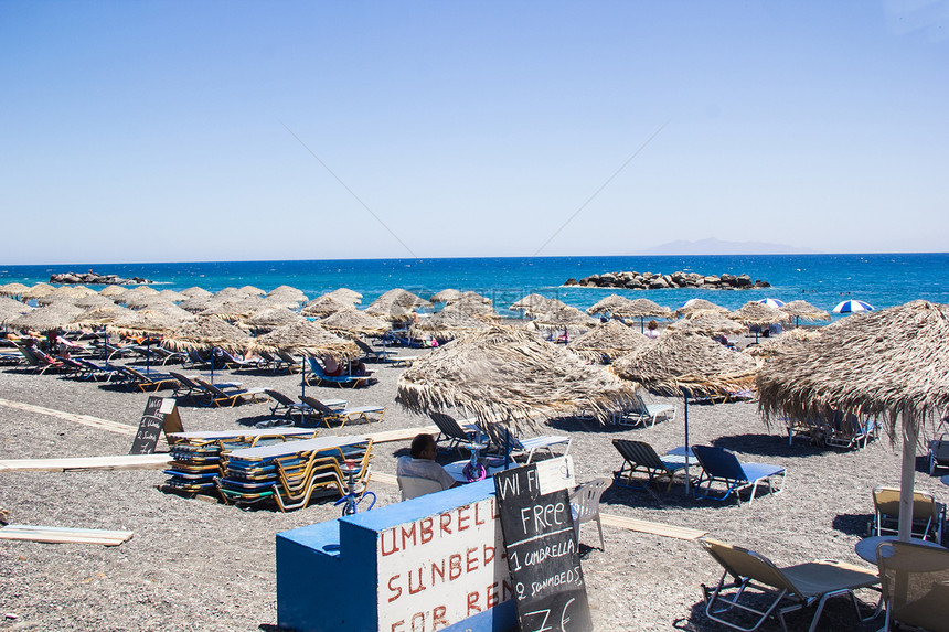 希腊圣托里尼黑沙滩图片