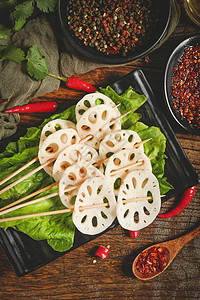 串串藕片食材背景