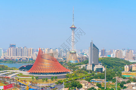 湖南株洲地标建筑东方神龙塔背景