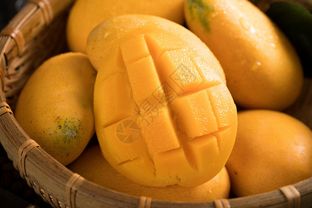 金黄色美味柚子新鲜美味的芒果背景