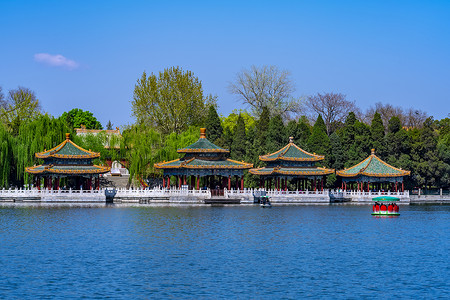 五龙河北京北海公园的五龙亭背景