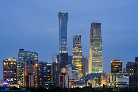 北京金融北京CBD城市夜景背景