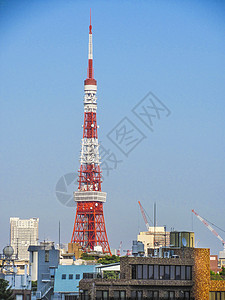日本蓝天东京塔背景
