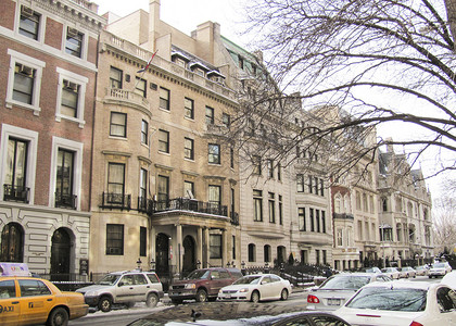 美国风格纽约曼哈顿居住区街景背景