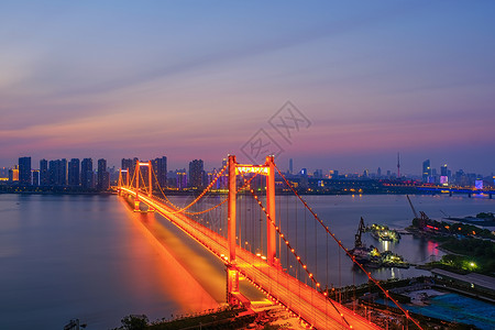 武汉鹦鹉洲长江大桥夜景高清图片