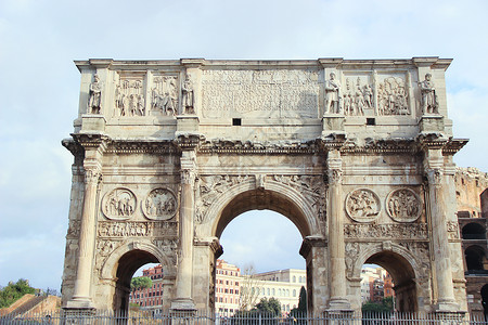意大利雕像罗马君士坦丁凯旋门背景