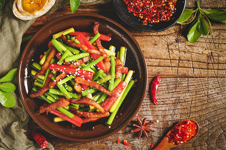 蒜苔炒肉蒜苔炒肉片鲜蒜苔高清图片