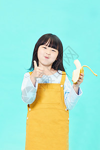 香蕉标志小女孩吃香蕉背景