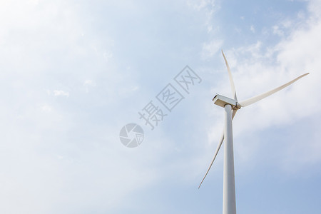风力发电机蓝色风电高清图片