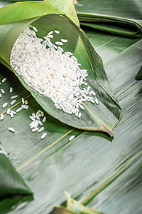 纪念节日端午节粽子与制作原材料背景