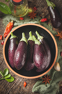 新鲜紫茄子蔬菜紫布高清图片