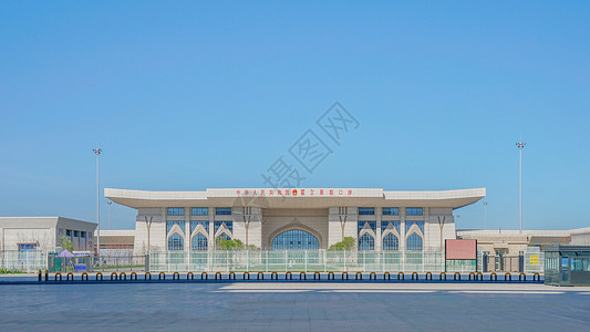 霍尔辛新疆伊犁霍尔果斯国门背景