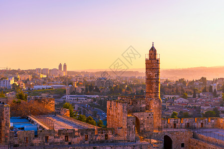 耶鲁耶路撒冷大卫塔黄昏背景