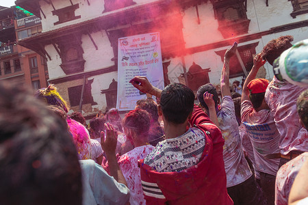 全城寻找2019年尼泊尔洒红节背景