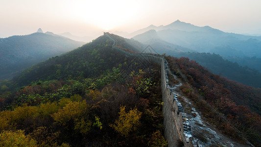 小西口长城秋天的长城背景