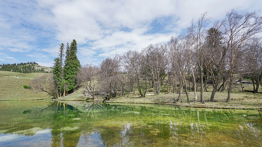 新疆伊犁仙女湖背景图片