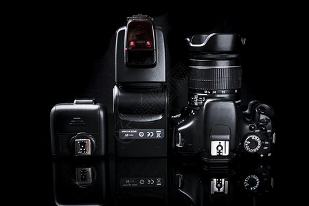 相机镜头组合相机闪光灯引闪器组合背景