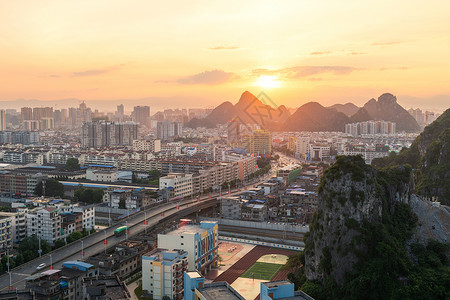 临桂大圆盘桂林临桂区老城区俯瞰城市风景背景