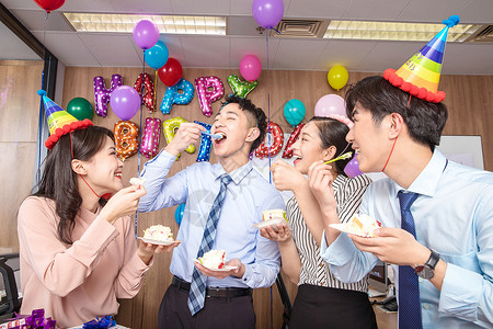 员工办公室生日派对背景图片