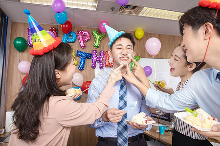 分享蛋糕员工办公室生日派对背景