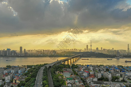 夕阳晚霞下长江大桥背景图片