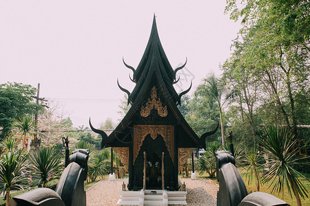 泰国清莱黑庙建筑高清图片