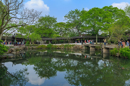 苏州著名旅游景点拙政园背景图片