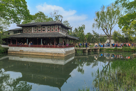 苏州著名旅游景点拙政园背景图片