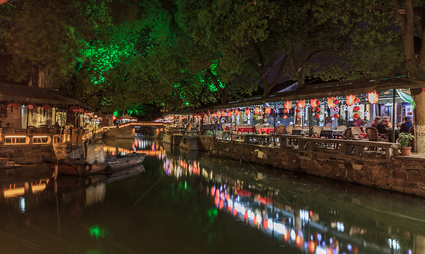 著名旅游景区同里古镇夜景图片