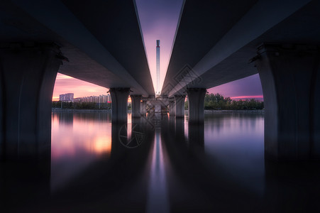 大桥日落夕阳高清图片素材