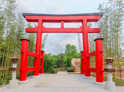 日系建筑日式鸟居背景