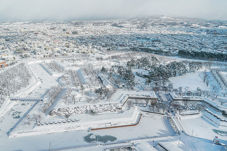 北海道滑雪场北海道五棱郭景区背景