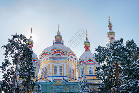 萨尔西克斯哈萨克斯坦升天大教堂背景