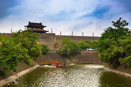 西安护城河西安古城背景