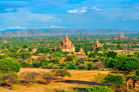 缅甸蒲甘景观背景图片