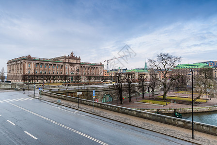 斯德哥尔摩日出城市风光背景图片