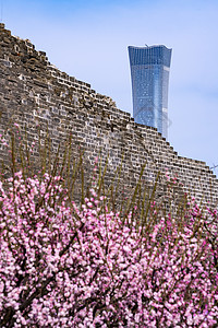 明城墙遗址古今背景图片