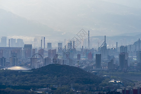 工业大厦雾霾北京石景山与门头沟建筑背景