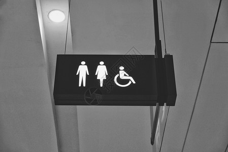 男女黑白挂式创意卫生间指示灯牌背景