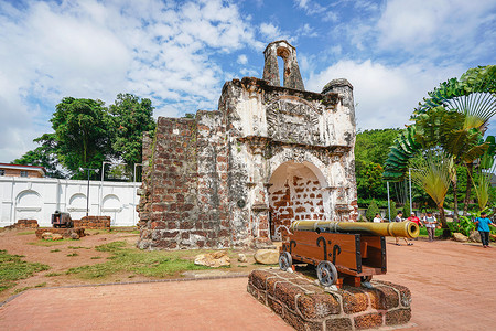 马来西亚马六甲圣地亚哥古城门背景
