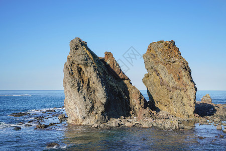 日本北海道知床礁石背景图片