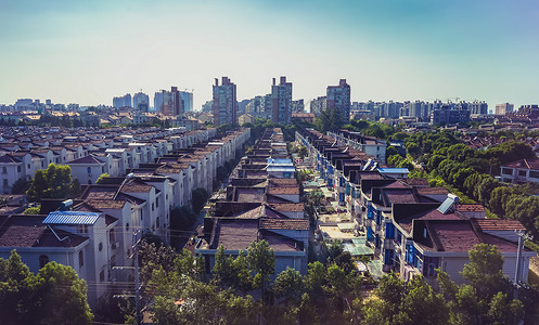 上海建筑视角俯瞰俯瞰上海老石库门建筑群背景