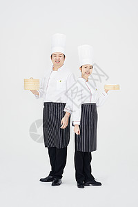 双人厨师形象背景图片