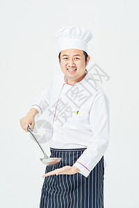 男厨师拿着长柄勺图片