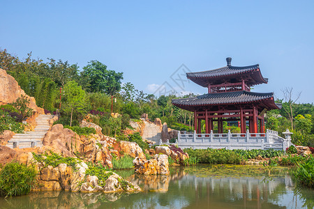 中国风亭子图标园林复古亭子背景